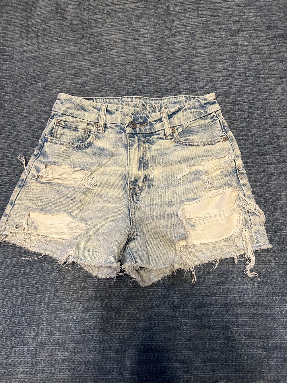 American Eagle Outfitters Light Blue Distressed Denim Shorts
